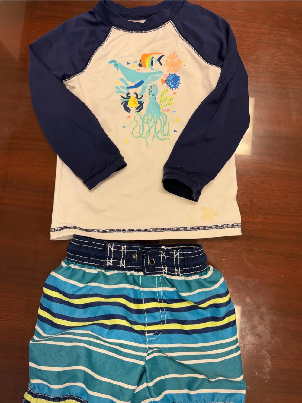Carter's Navy, Teal & White Boys' Swim Set with Ocean Creature Graphic